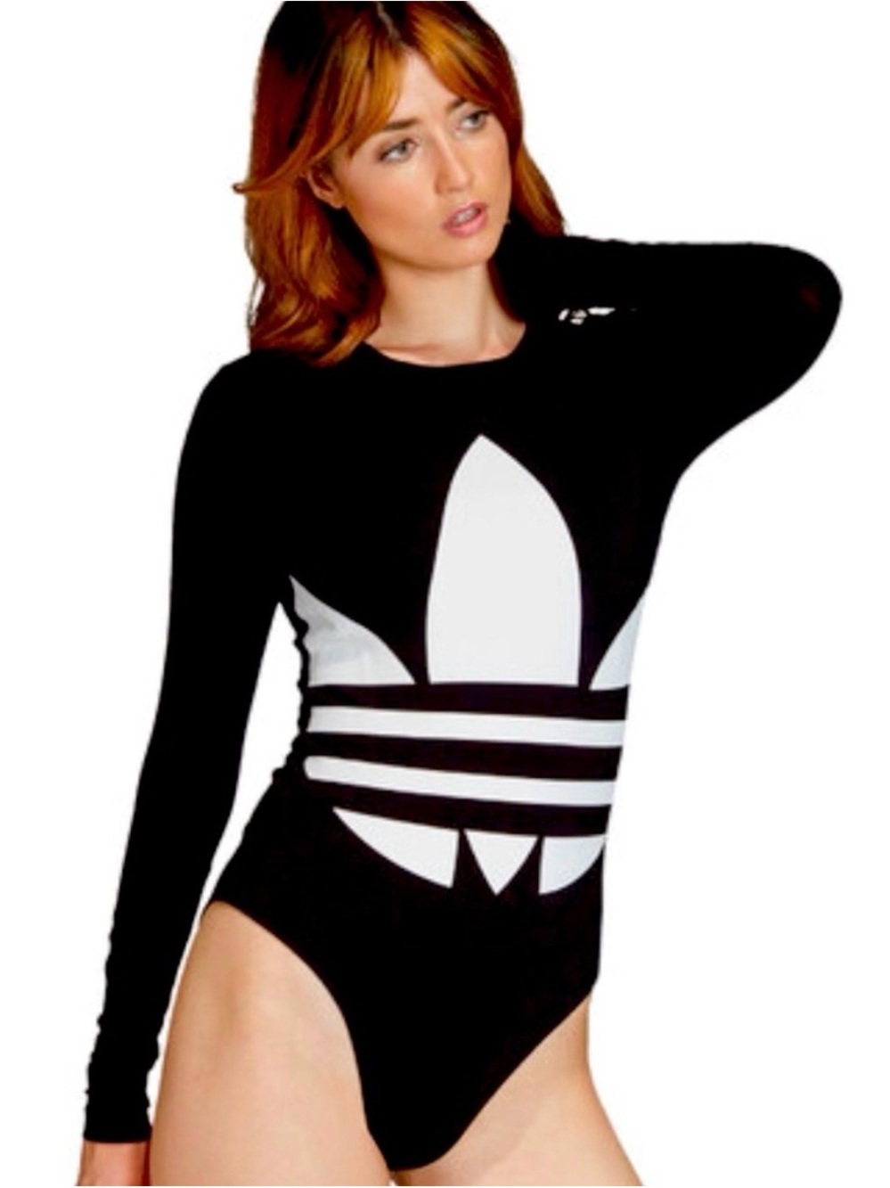 adidas Black & White Trefoil Long Sleeve Bodysuit
